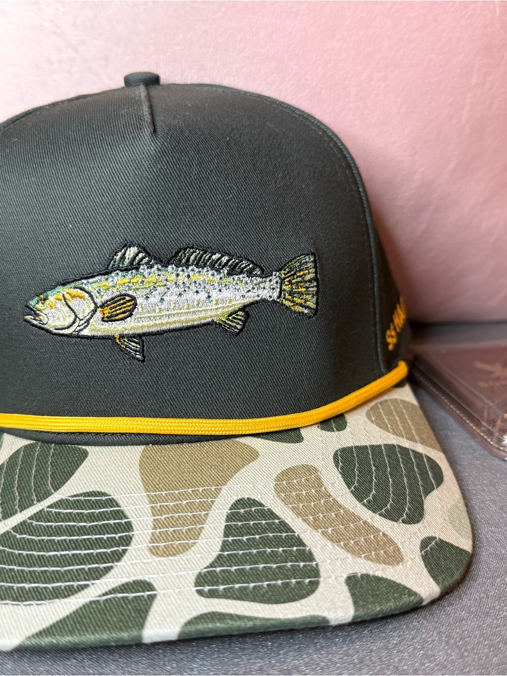 Southern String Hat Company Snapback with Embroidered Fish
